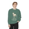 Miniature Bull Terrier Humor Sweatshirt, Light Green, person 1 front