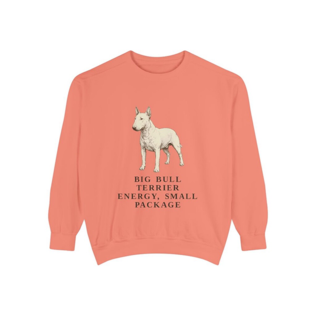 Miniature Bull Terrier Humor Sweatshirt, Terracotta, front view