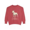 Miniature Bull Terrier Latin Sweatshirt, Crimson, front view