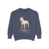 Miniature Bull Terrier Latin Sweatshirt, Denim, front view