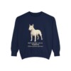 Miniature Bull Terrier Latin Sweatshirt, True Navy, front view