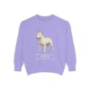 Miniature Bull Terrier Latin Sweatshirt, Violet, front view