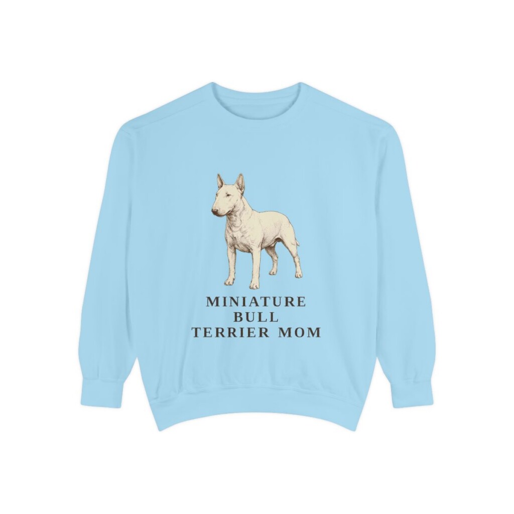 Miniature Bull Terrier Mom Sweatshirt, Chambray, front view