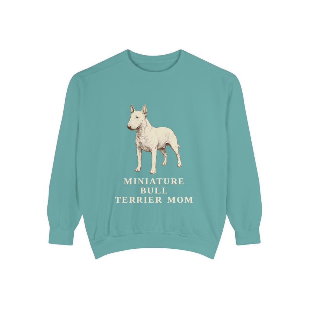 Miniature Bull Terrier Mom Sweatshirt, Seafoam, front view