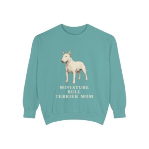 Miniature Bull Terrier Mom Sweatshirt, Seafoam, front view