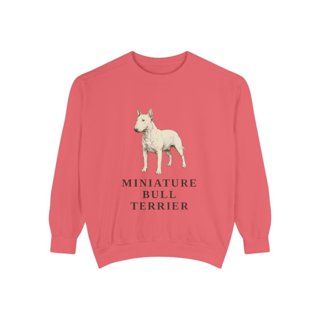 miniature-bull-terrier-sweatshirt-watermelon Miniature Bull Terrier Sweatshirt, Watermelon, front view