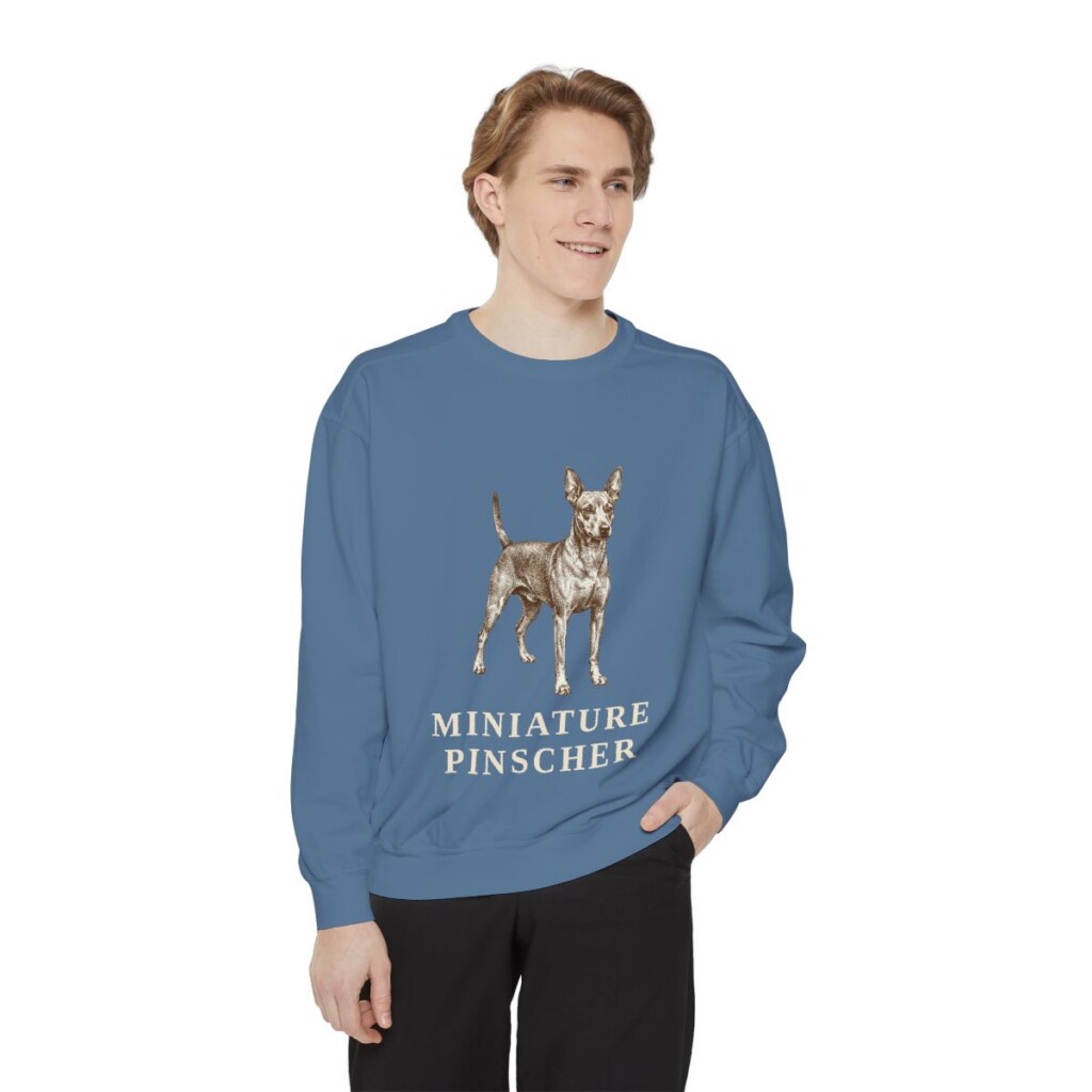 Miniature Pinscher Sweatshirt, Blue Jean, person 1 front