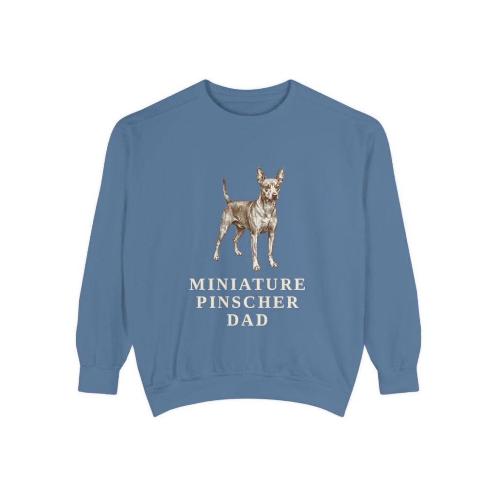 Miniature Pinscher Dad Sweatshirt, Blue Jean, front view