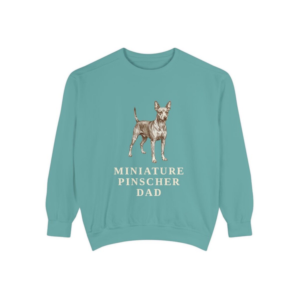 Miniature Pinscher Dad Sweatshirt, Seafoam, front view