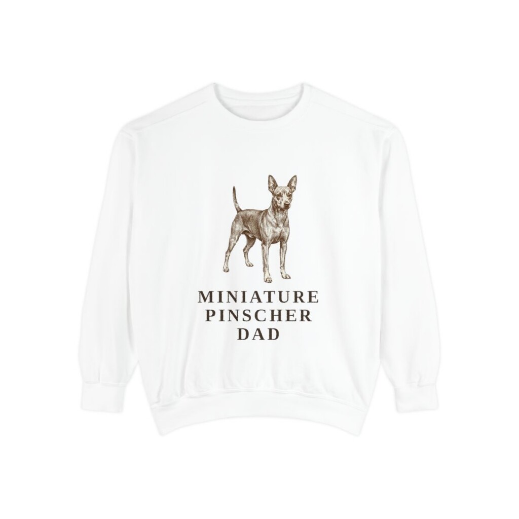 Miniature Pinscher Dad Sweatshirt, White, front view