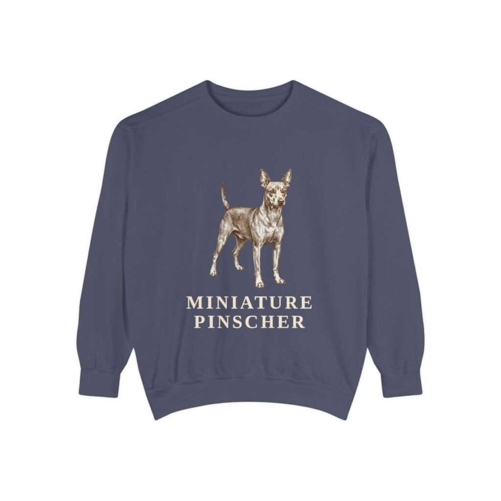 Miniature Pinscher Sweatshirt, Denim, front view