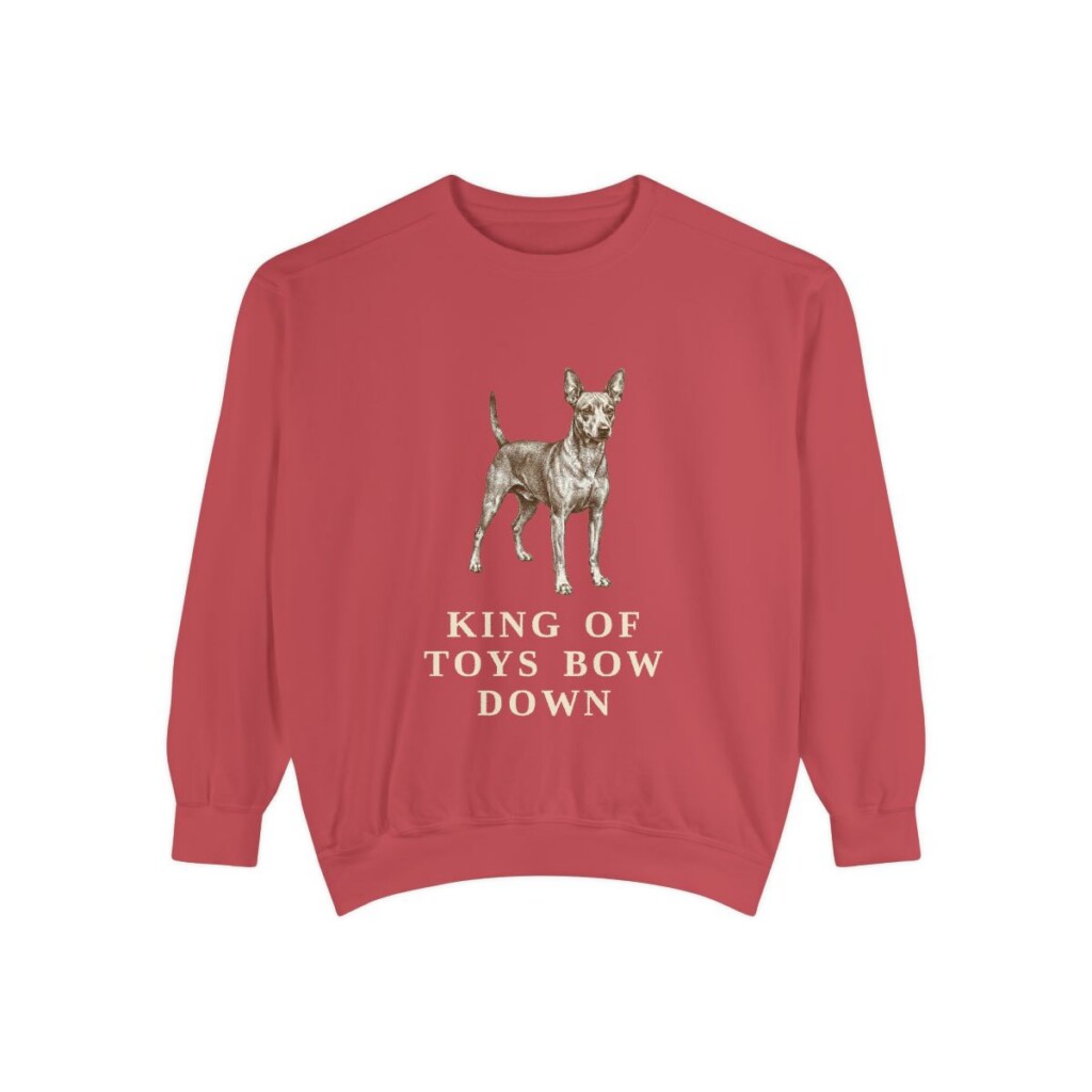 Miniature Pinscher Humor Sweatshirt, Crimson, front view