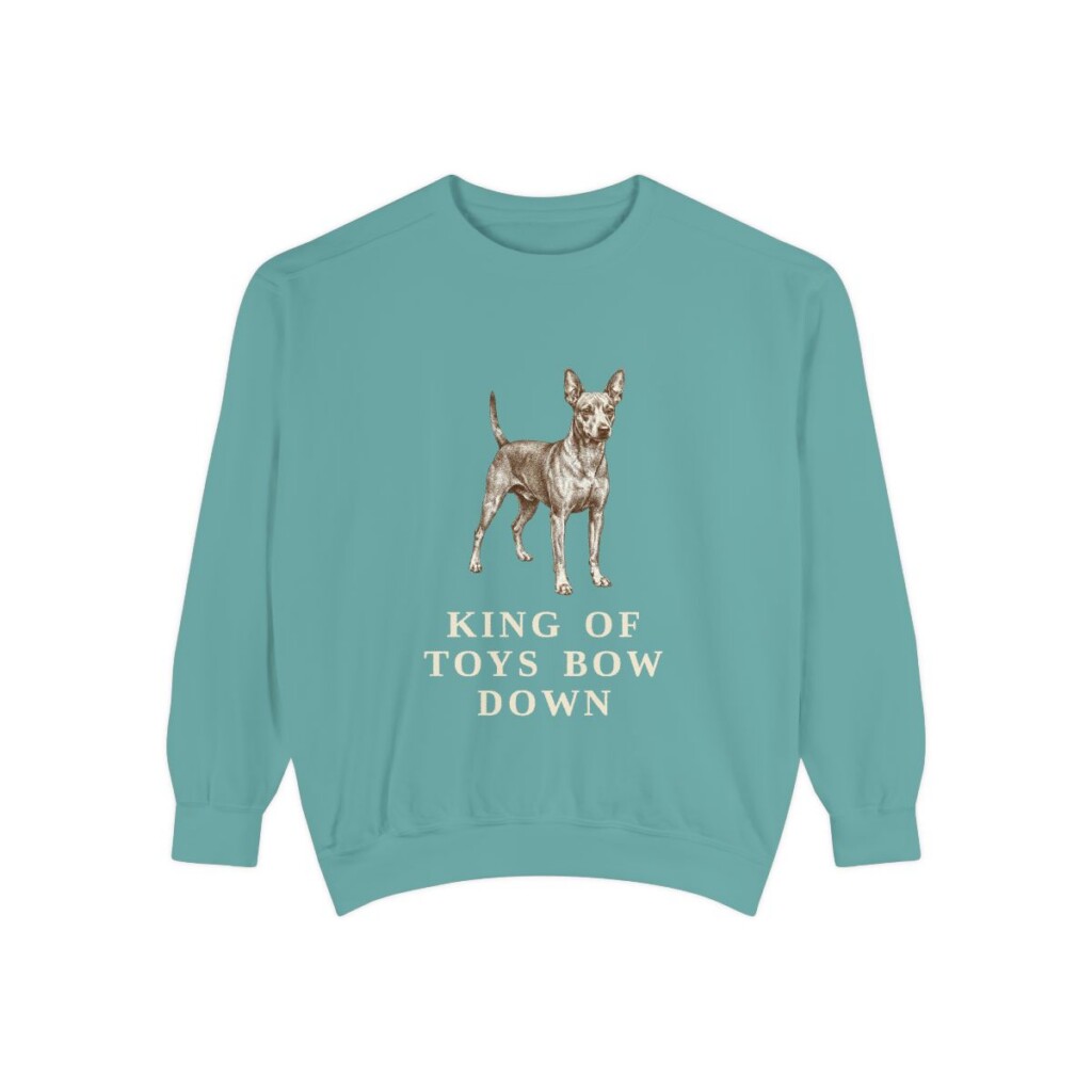 Miniature Pinscher Humor Sweatshirt, Seafoam, front view