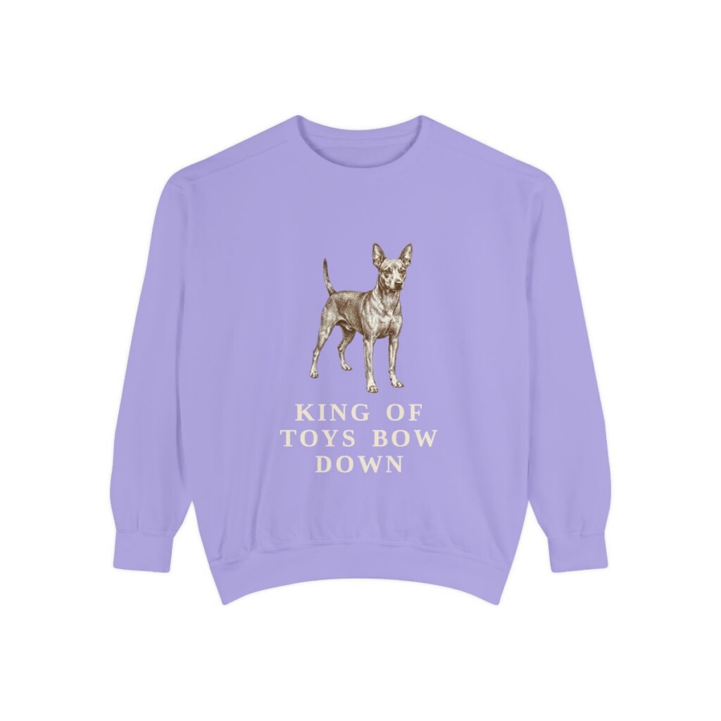 Miniature Pinscher Humor Sweatshirt, Violet, front view