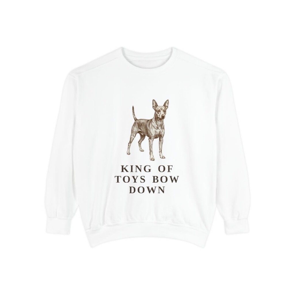 Miniature Pinscher Humor Sweatshirt, White, front view