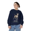 Miniature Pinscher Latin Sweatshirt, True Navy, person 2 front