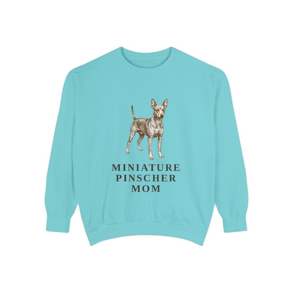 Miniature Pinscher Mom Sweatshirt, Chalky Mint, front view