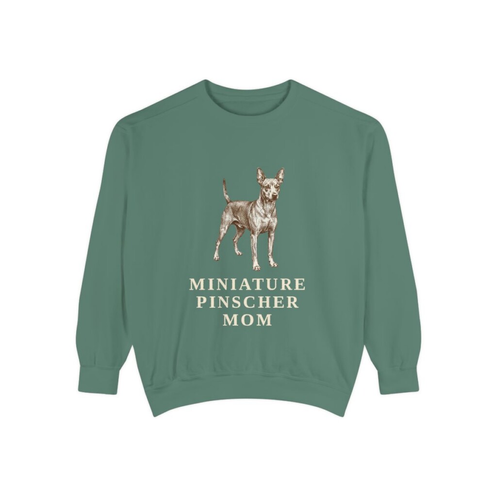 Miniature Pinscher Mom Sweatshirt, Light Green, front view