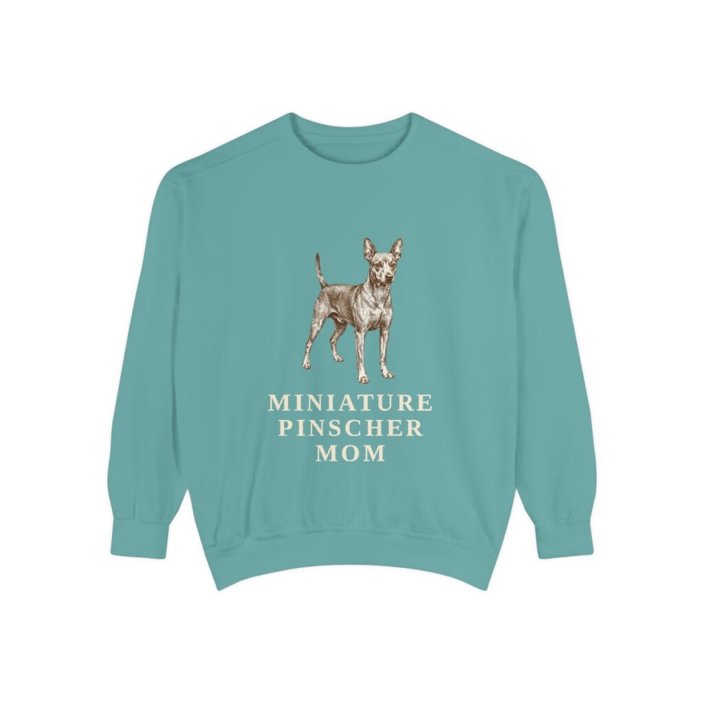Miniature Pinscher Mom Sweatshirt, Seafoam, front view