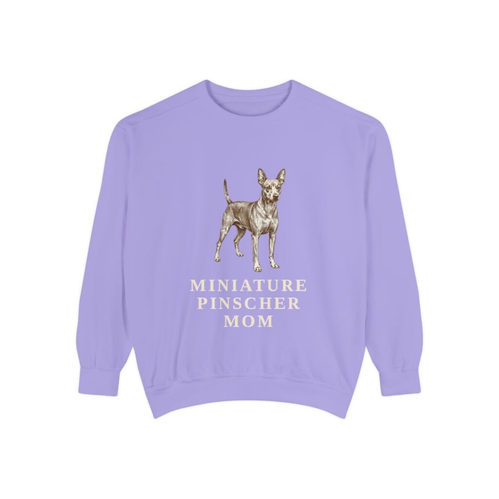 Miniature Pinscher Mom Sweatshirt, Violet, front view