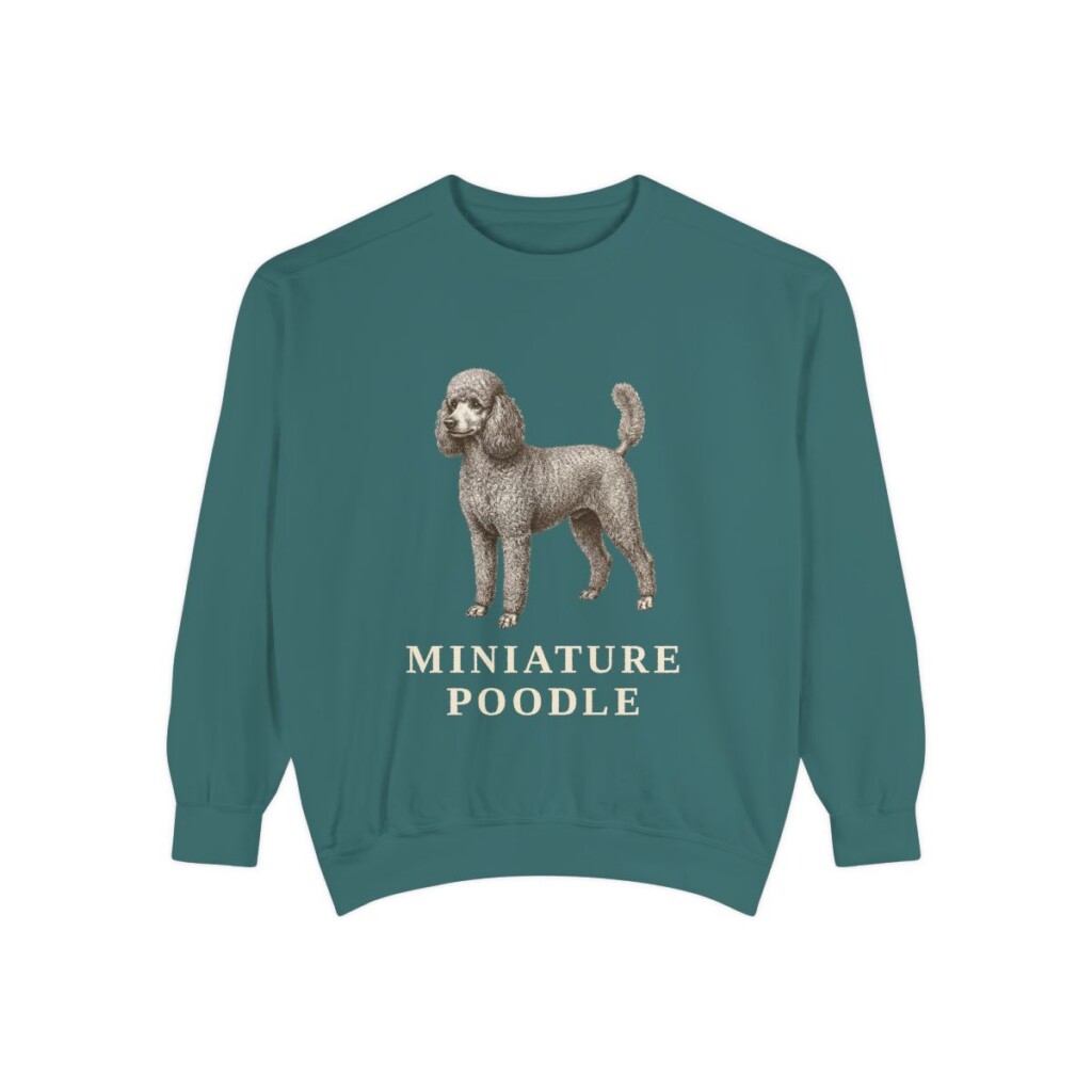 Miniature Poodle Sweatshirt, Blue Spruce, front view