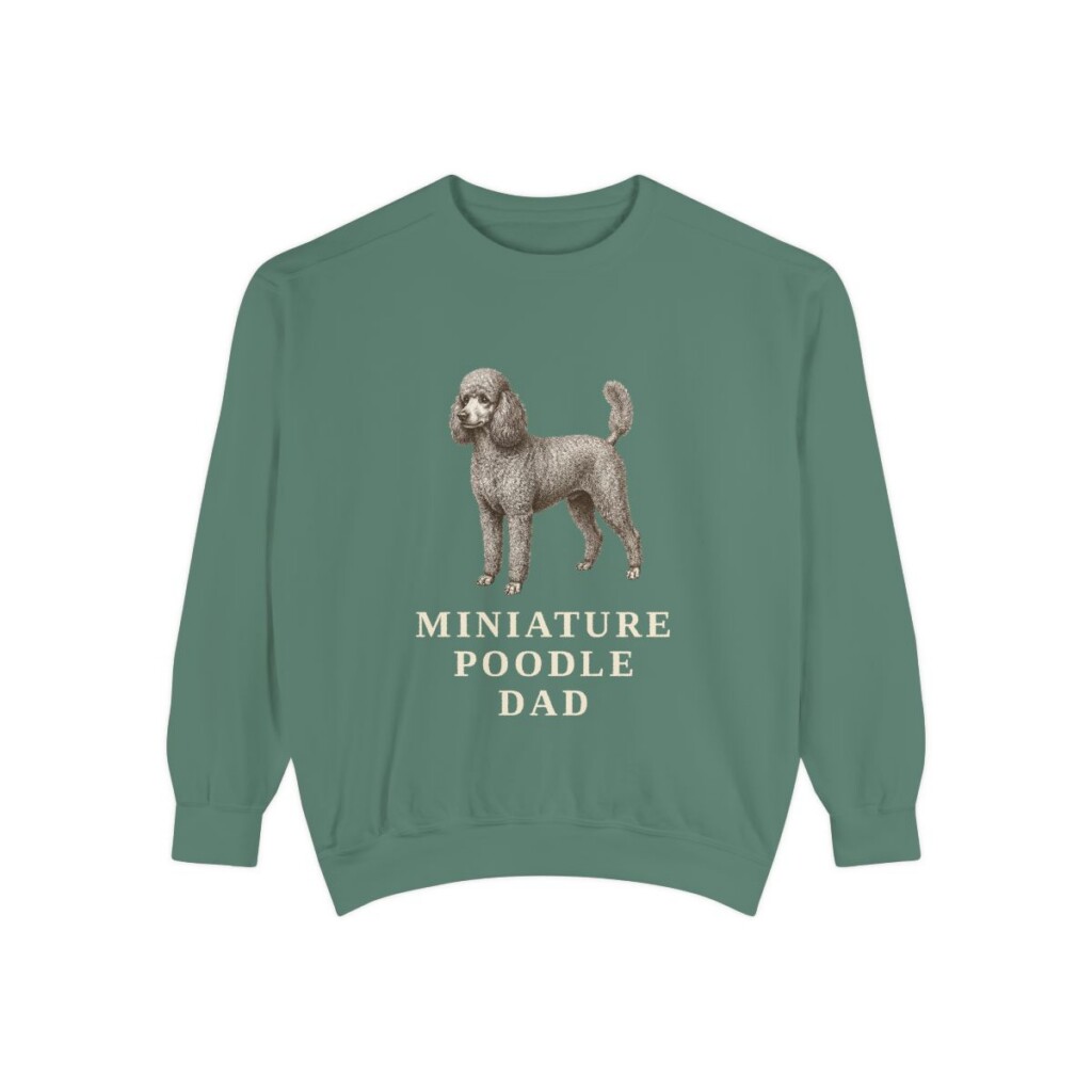 Miniature Poodle Dad Sweatshirt, Light Green, front view