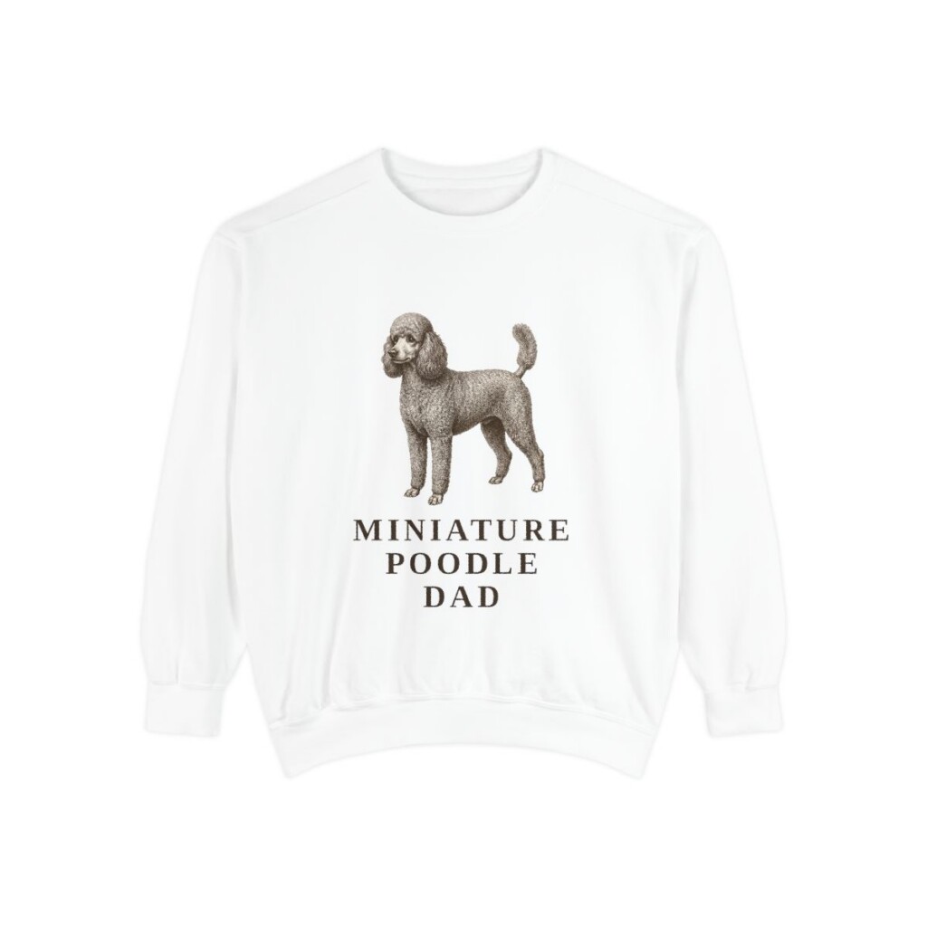 Miniature Poodle Dad Sweatshirt, White, front view