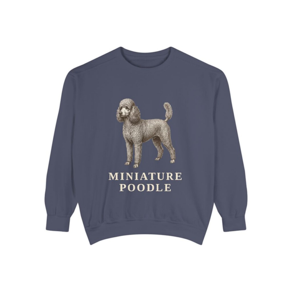 Miniature Poodle Sweatshirt, Denim, front view