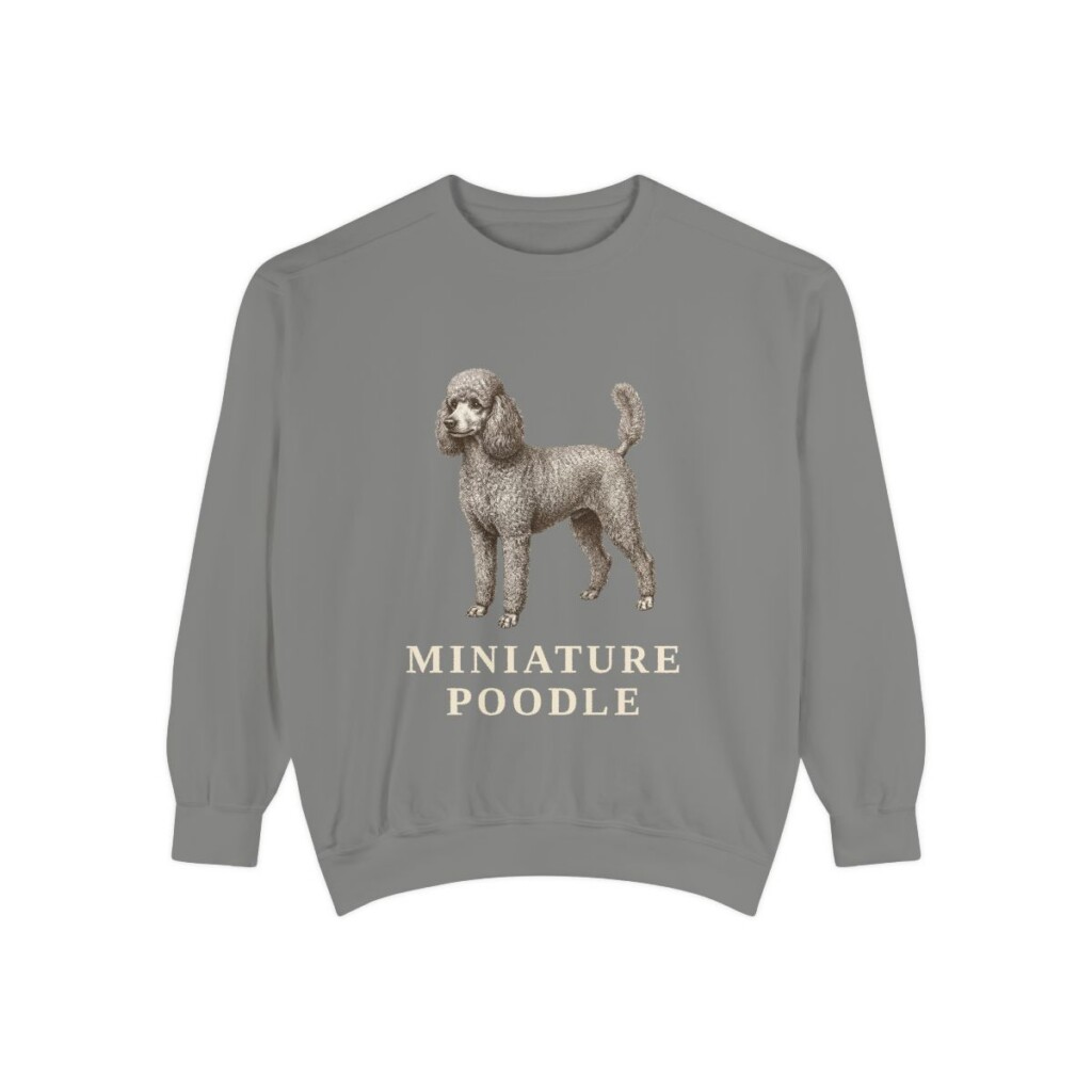 Miniature Poodle Sweatshirt, Grey, front view