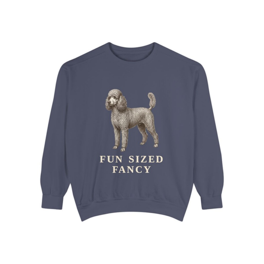 Miniature Poodle Humor Sweatshirt, Denim, front view