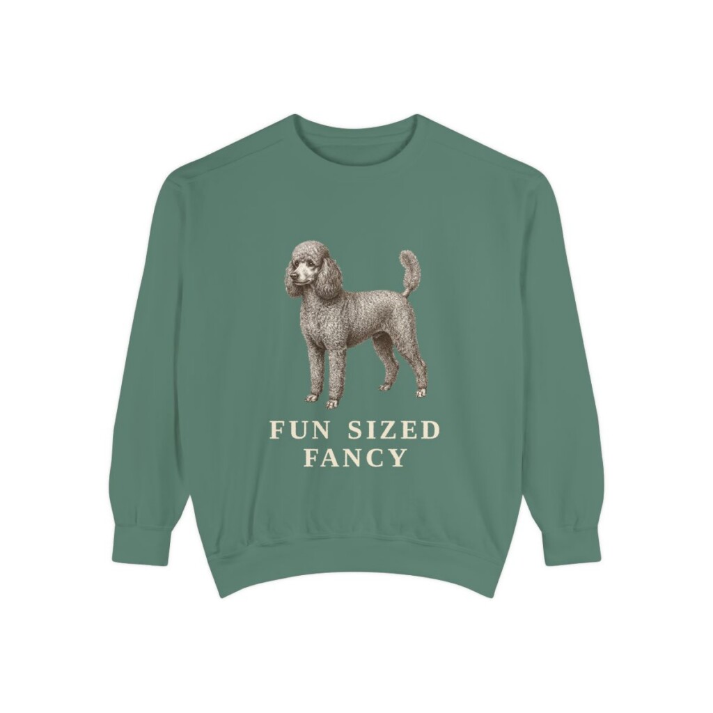 Miniature Poodle Humor Sweatshirt, Light Green, front view
