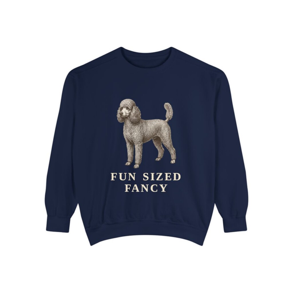 Miniature Poodle Humor Sweatshirt, True Navy, front view