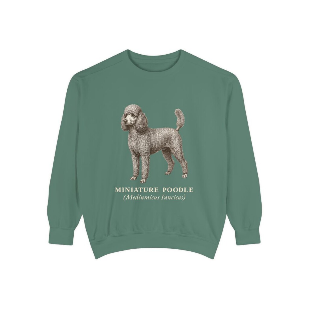 Miniature Poodle Latin Sweatshirt, Light Green, front view