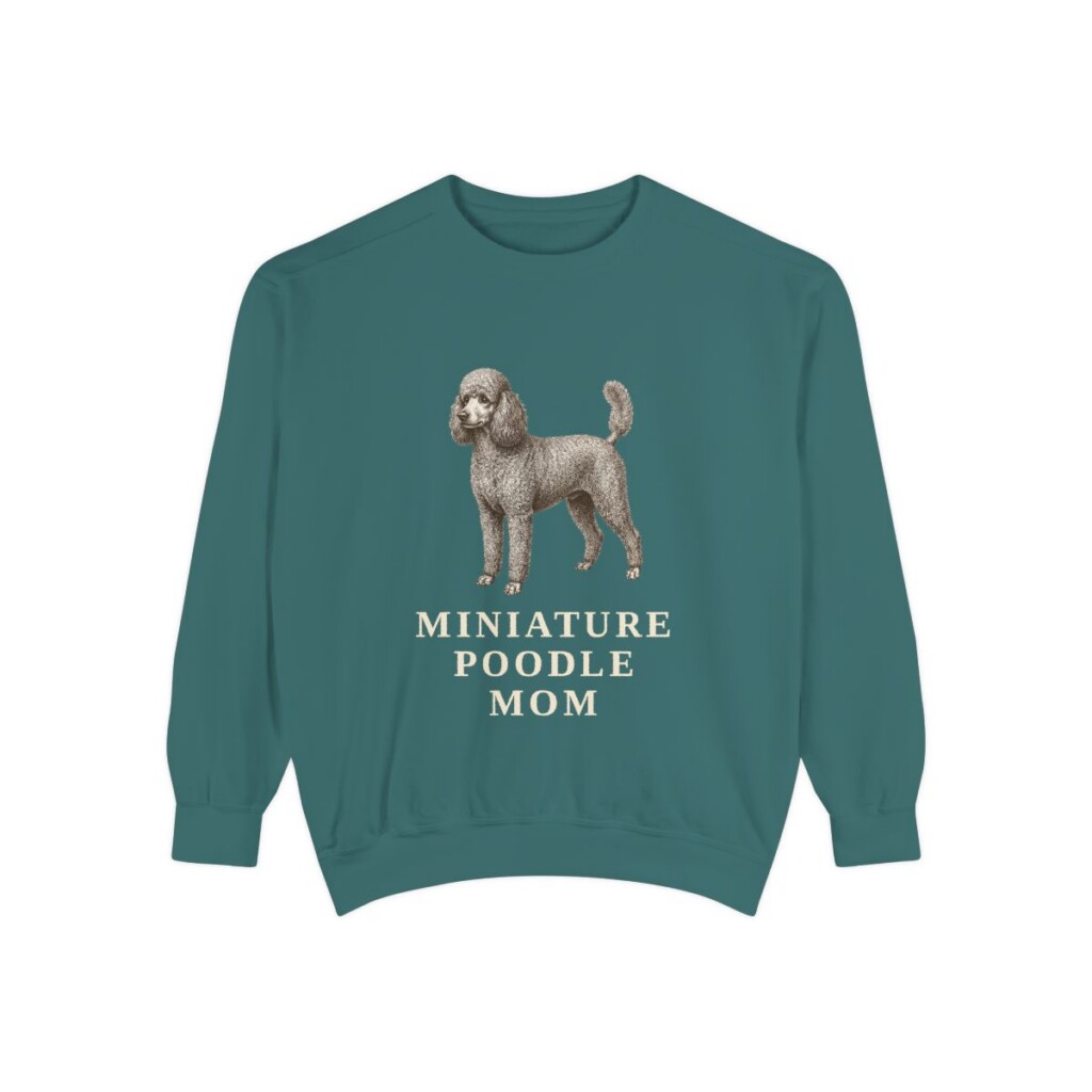 Miniature Poodle Mom Sweatshirt, Blue Spruce, front view