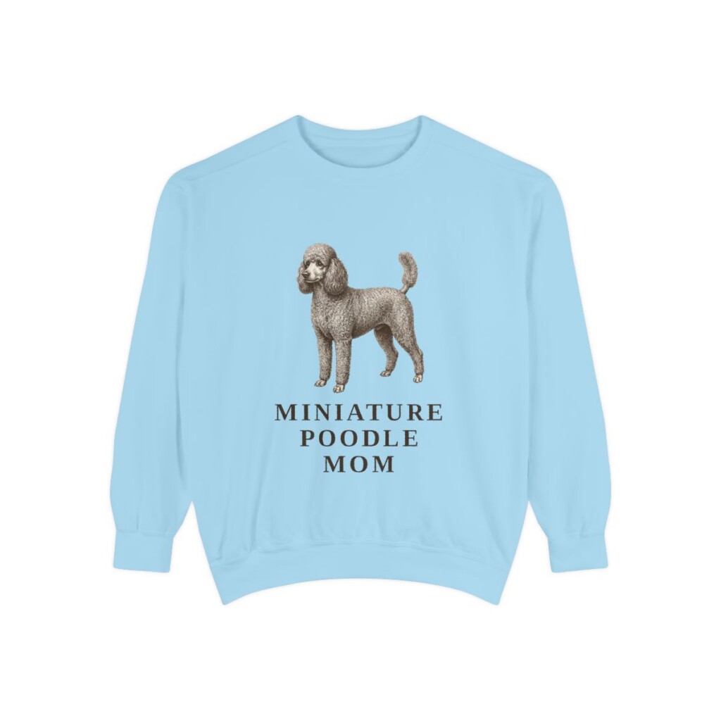 Miniature Poodle Mom Sweatshirt, Chambray, front view