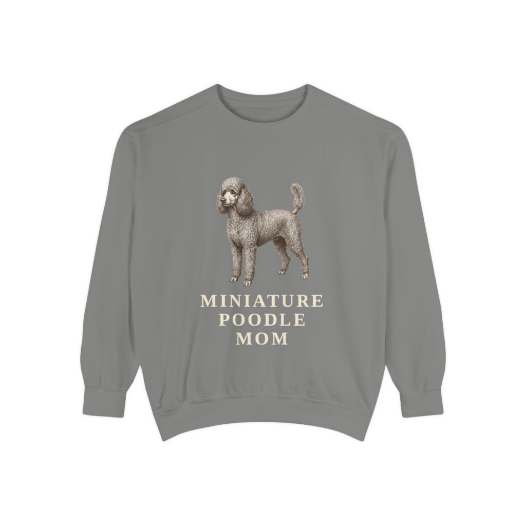 Miniature Poodle Mom Sweatshirt, Grey, front view