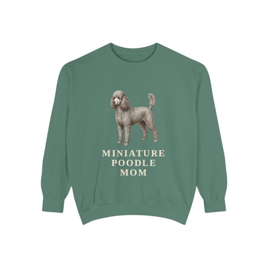 Miniature Poodle Mom Sweatshirt, Light Green, front view