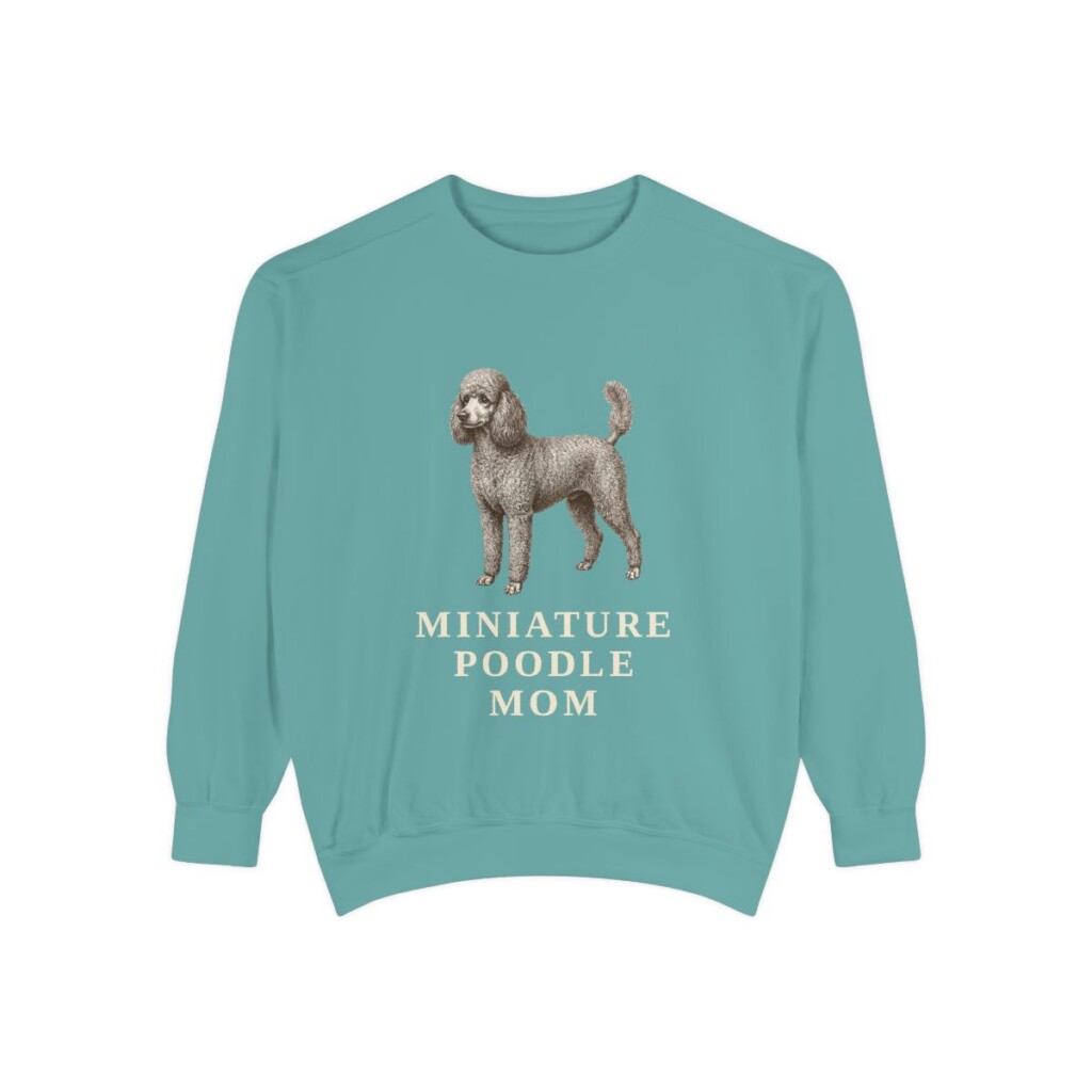 Miniature Poodle Mom Sweatshirt, Seafoam, front view