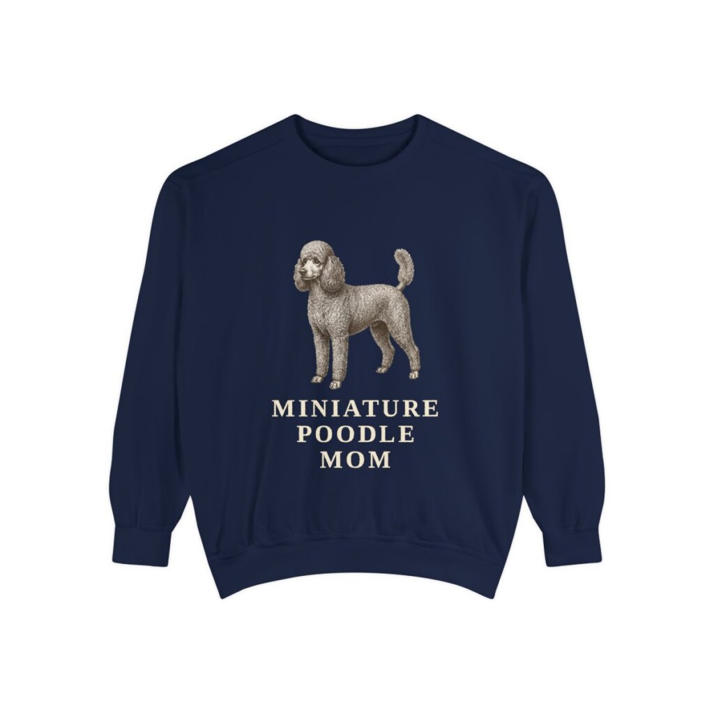 Miniature Poodle Mom Sweatshirt, True Navy, front view