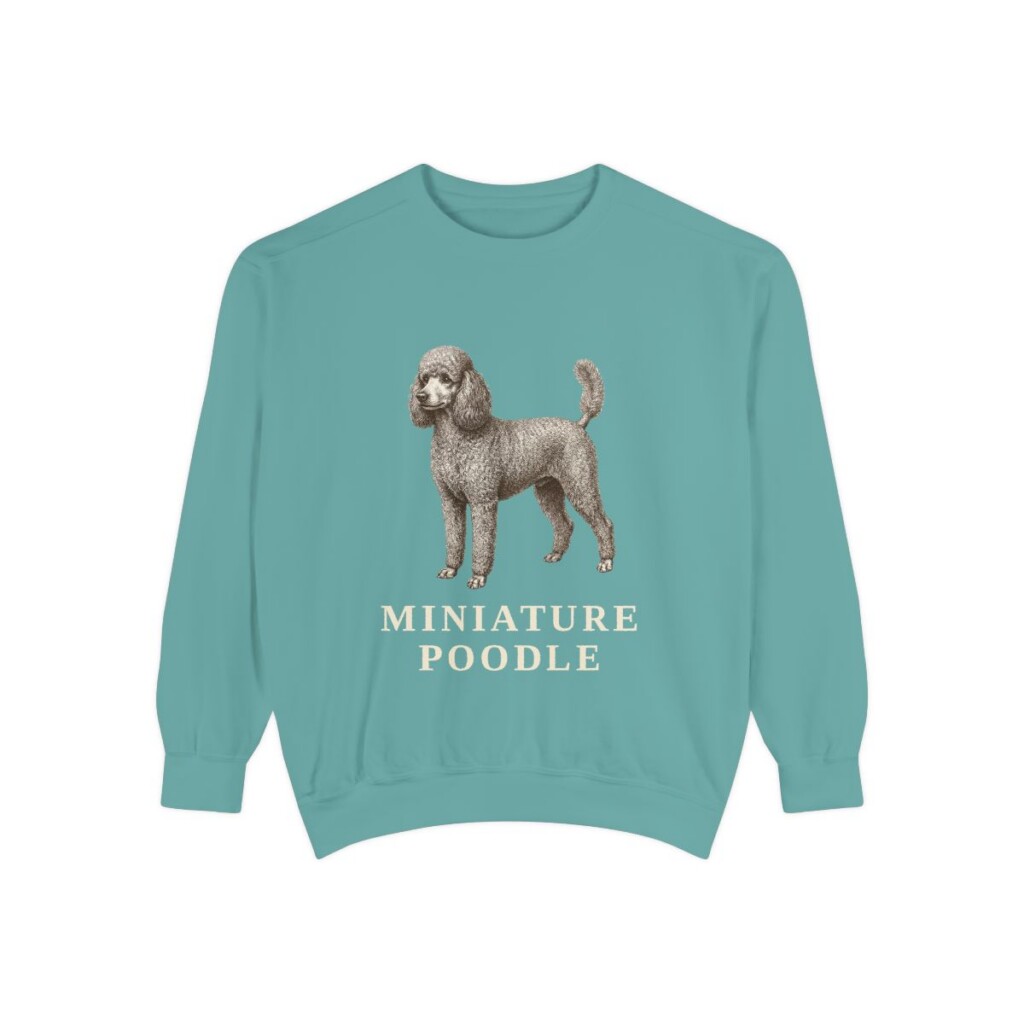 Miniature Poodle Sweatshirt, Seafoam, front view
