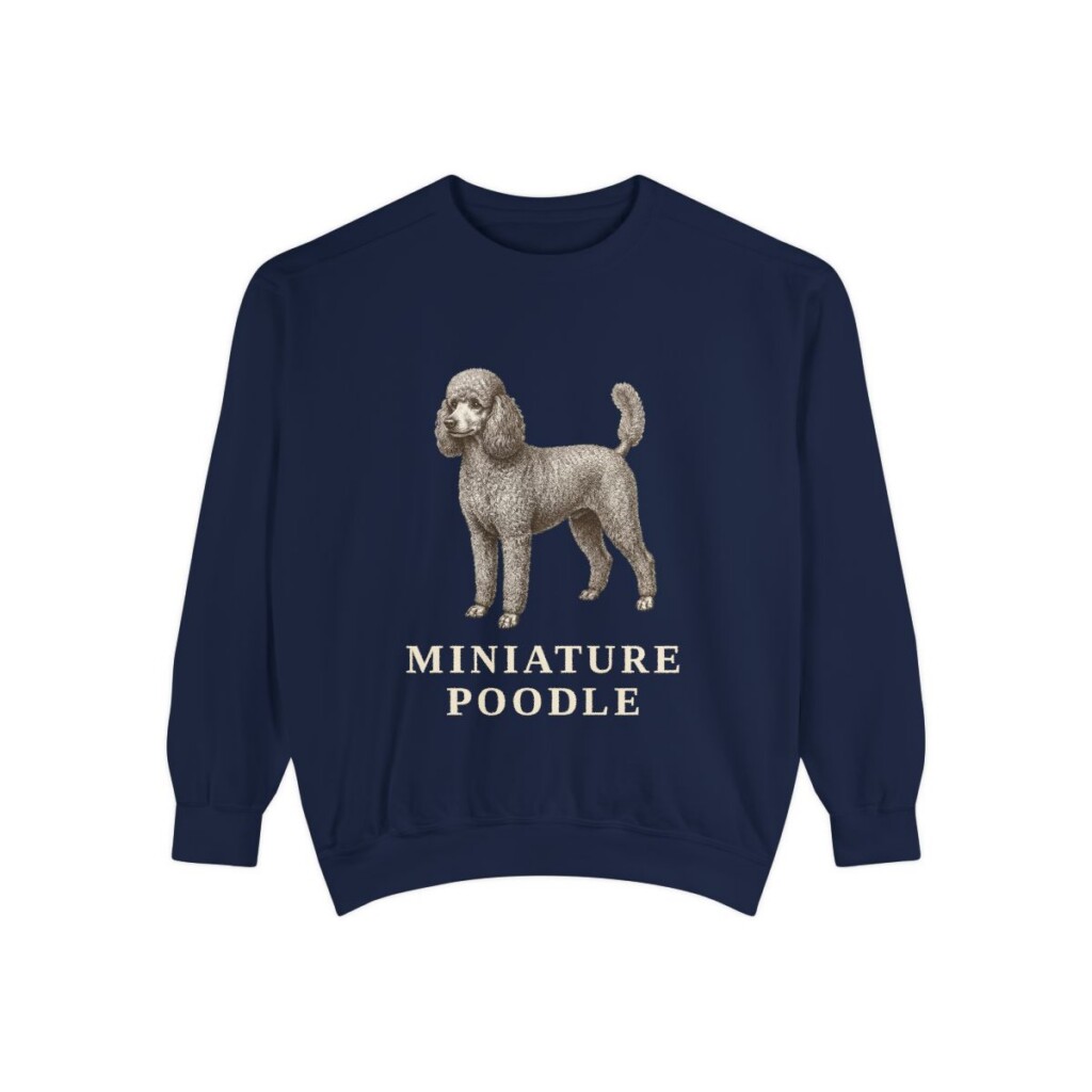 Miniature Poodle Sweatshirt, True Navy, front view