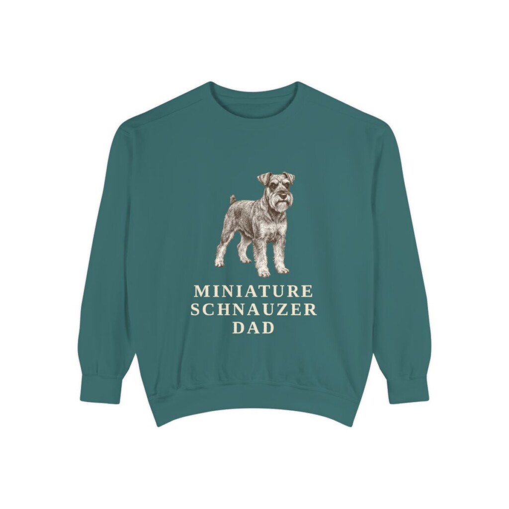 miniature-schnauzer-sweatshirt-dad-blue-spruce Miniature Schnauzer Dad Sweatshirt, Blue Spruce, front view