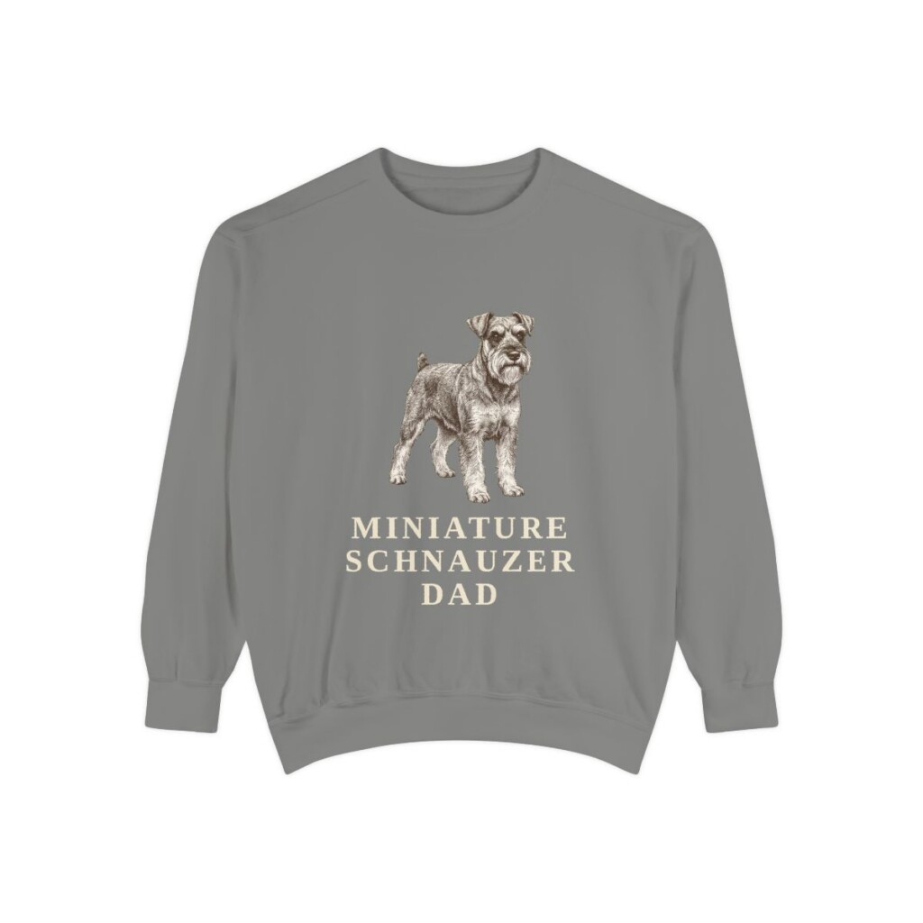 miniature-schnauzer-sweatshirt-dad-grey Miniature Schnauzer Dad Sweatshirt, Grey, front view