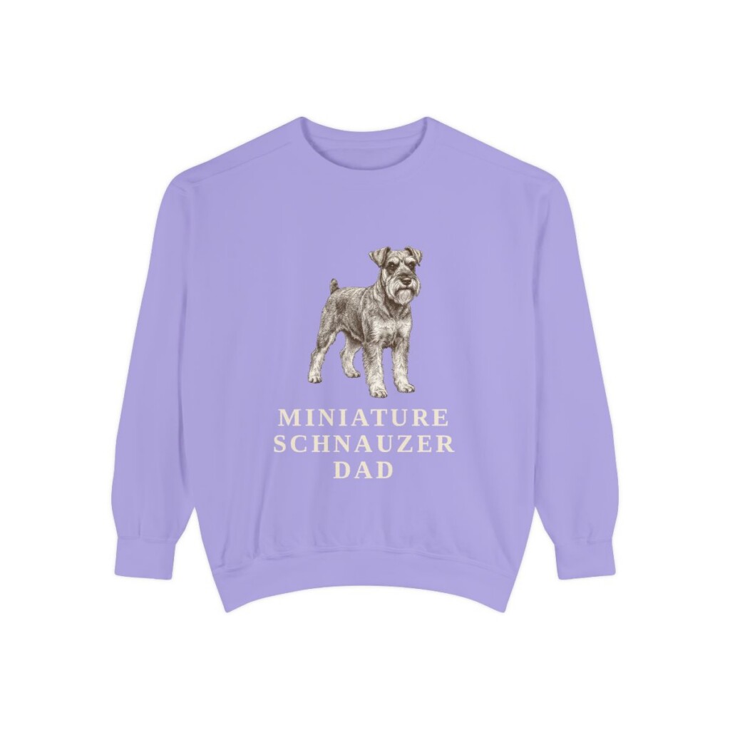 miniature-schnauzer-sweatshirt-dad-violet Miniature Schnauzer Dad Sweatshirt, Violet, front view