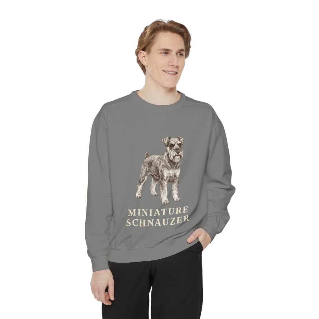 Miniature Schnauzer Sweatshirt, Grey, person 1 front