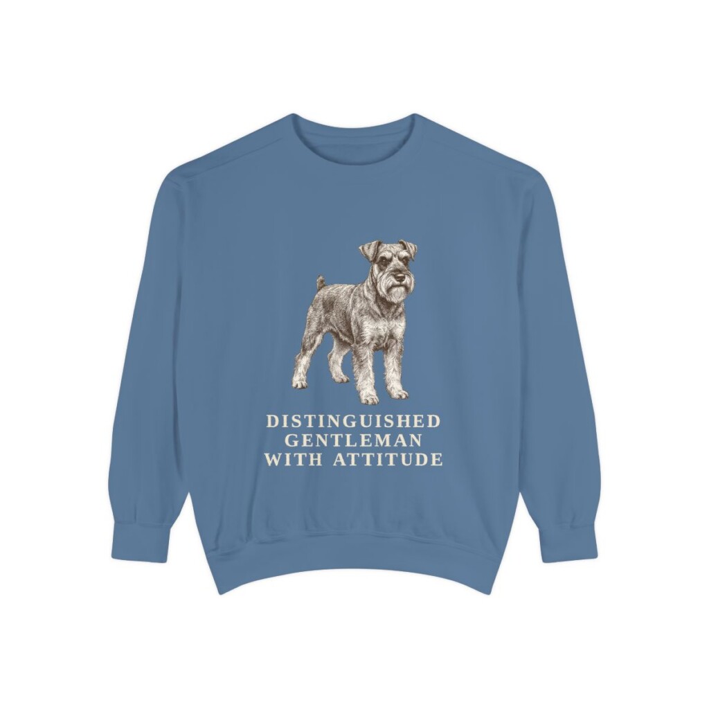 Miniature Schnauzer Humor Sweatshirt, Blue Jean, front view