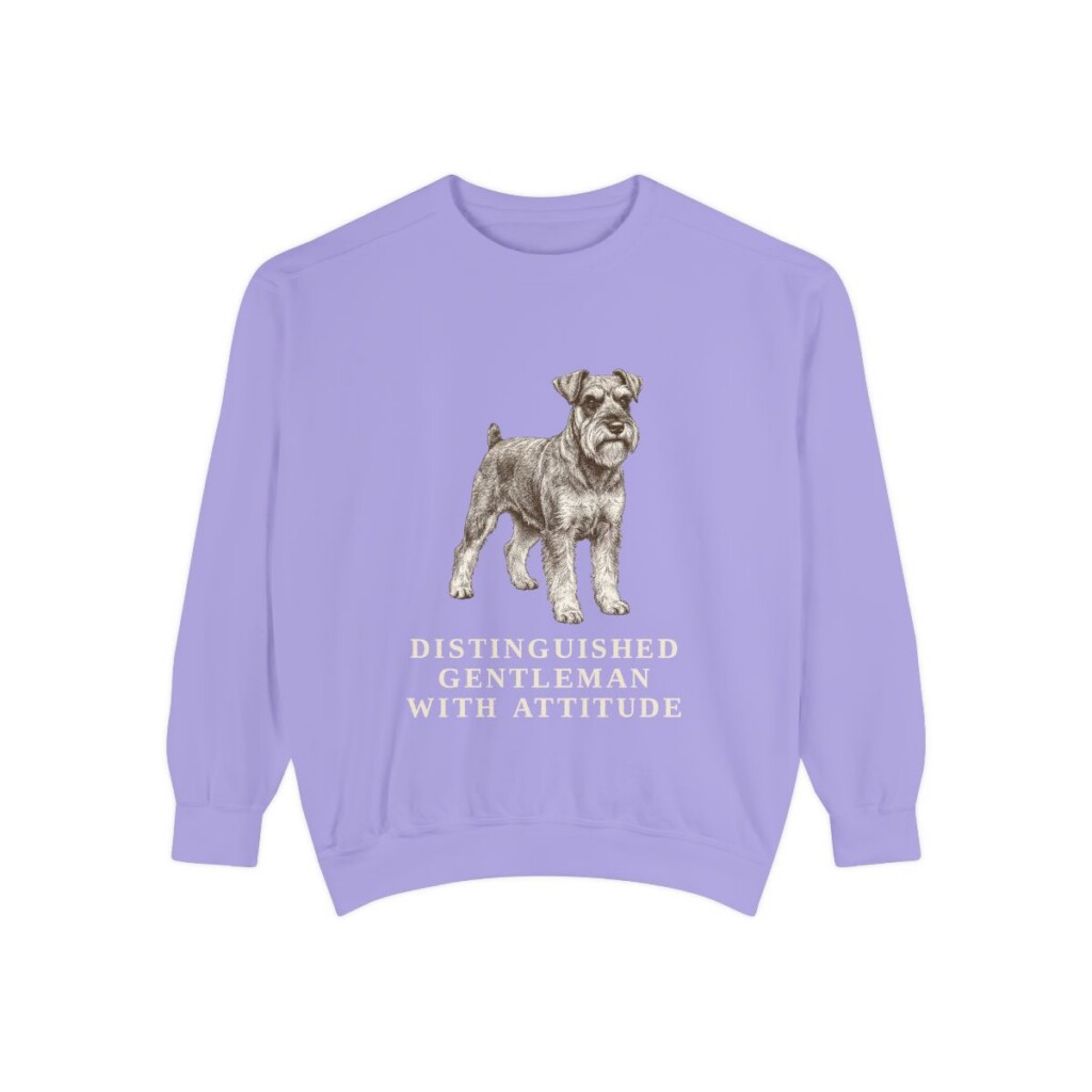 Miniature Schnauzer Humor Sweatshirt, Violet, front view