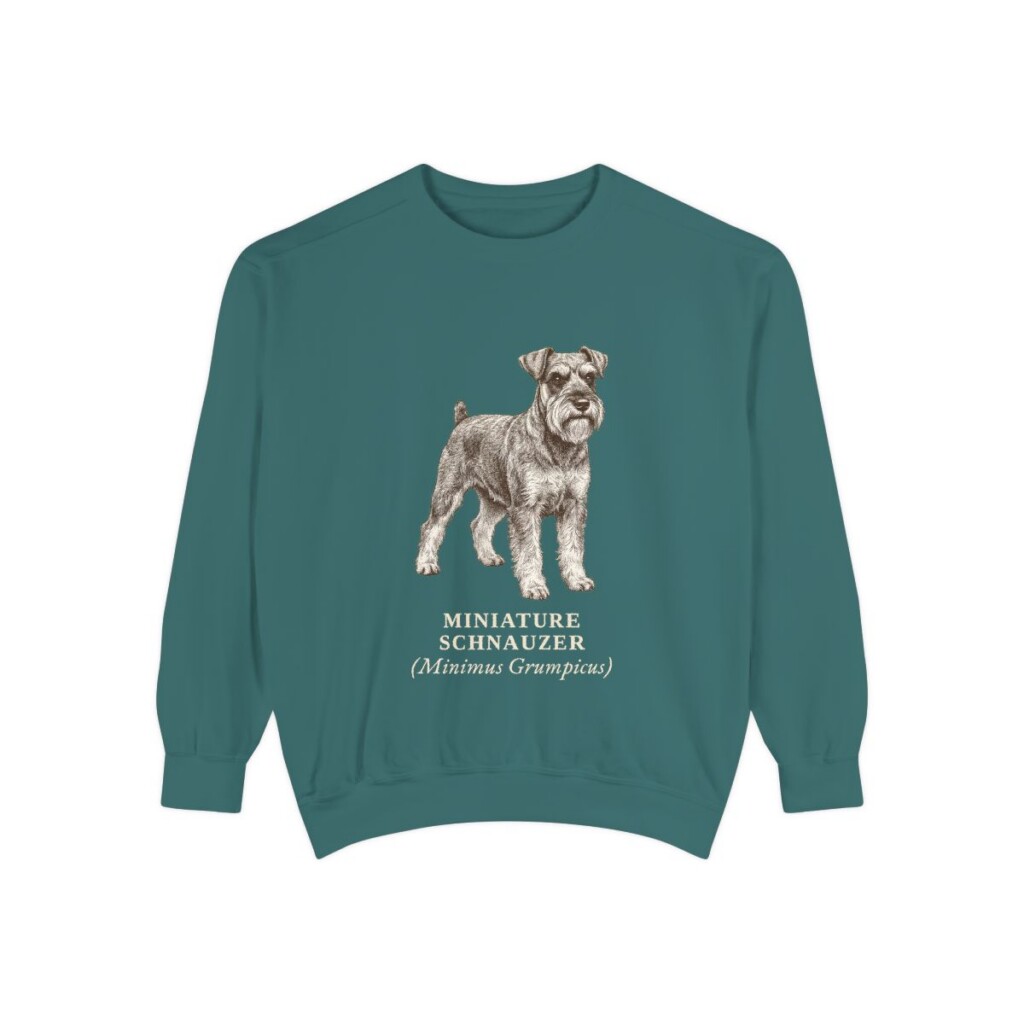 Miniature Schnauzer Latin Sweatshirt, Blue Spruce, front view