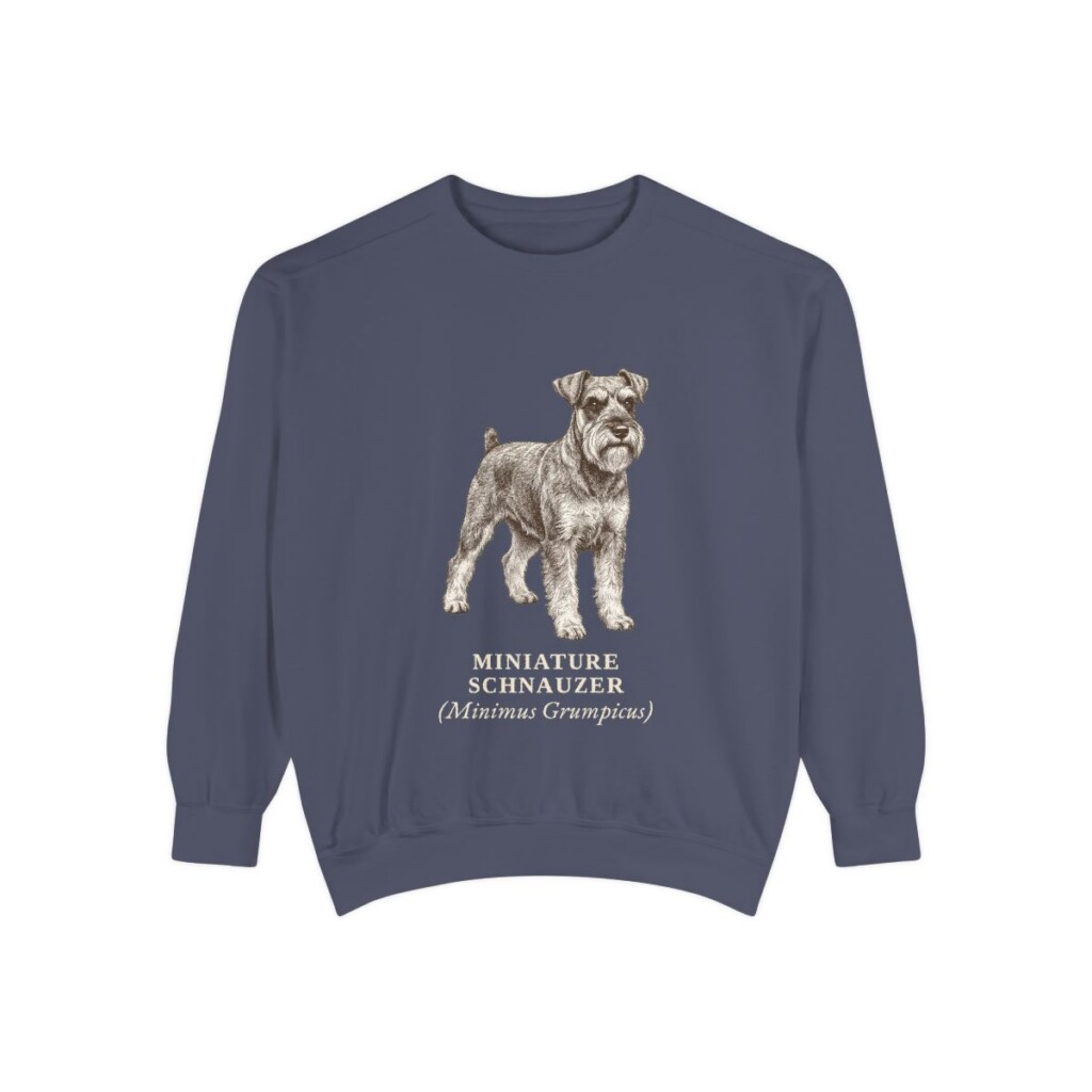 Miniature Schnauzer Latin Sweatshirt, Denim, front view
