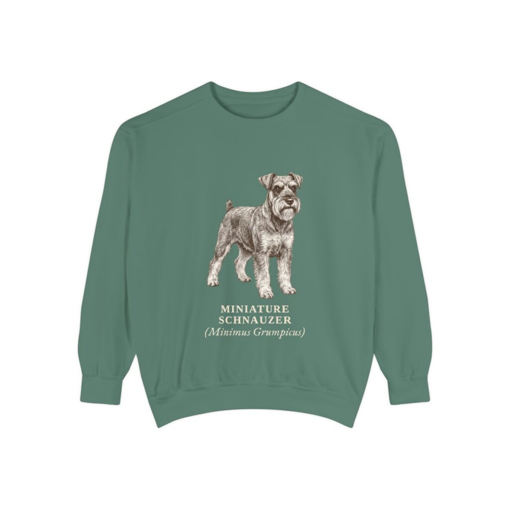 Miniature Schnauzer Latin Sweatshirt, Light Green, front view